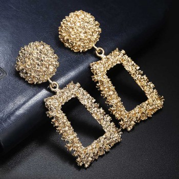 Big Vintage Earrings for women gold color Geometric statement earring Silver